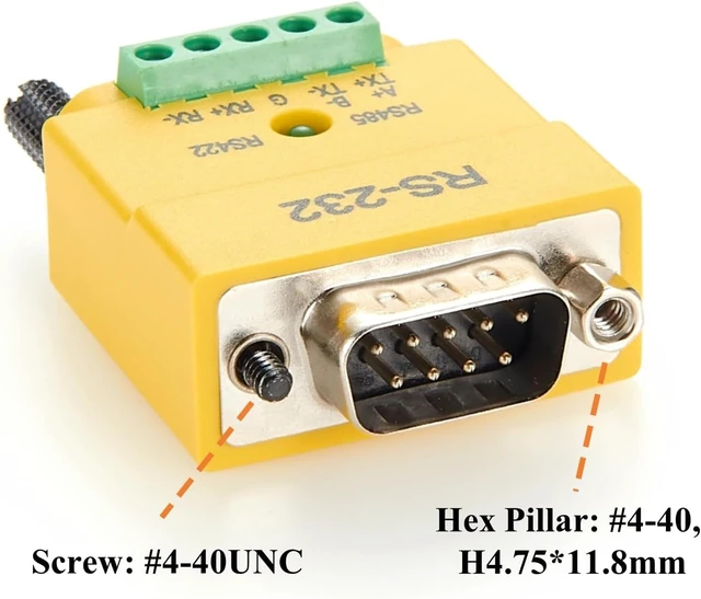 Alt view image 3 of 6 - 2 in 1 DB9 RS232 to RS485 RS422 Serial Converter Plug D-Sub 9Pin Interface to 5 Pin Terminal Block RS485 Communication Adapter Full Duplex Connector (DB9 Male) DB9 Female