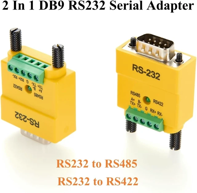Alt view image 4 of 6 - 2 in 1 DB9 RS232 to RS485 RS422 Serial Converter Plug D-Sub 9Pin Interface to 5 Pin Terminal Block RS485 Communication Adapter Full Duplex Connector (DB9 Male) DB9 Female