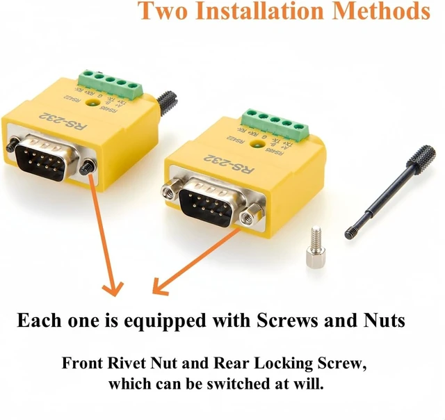 Alt view image 5 of 6 - 2 in 1 DB9 RS232 to RS485 RS422 Serial Converter Plug D-Sub 9Pin Interface to 5 Pin Terminal Block RS485 Communication Adapter Full Duplex Connector (DB9 Male) DB9 Female