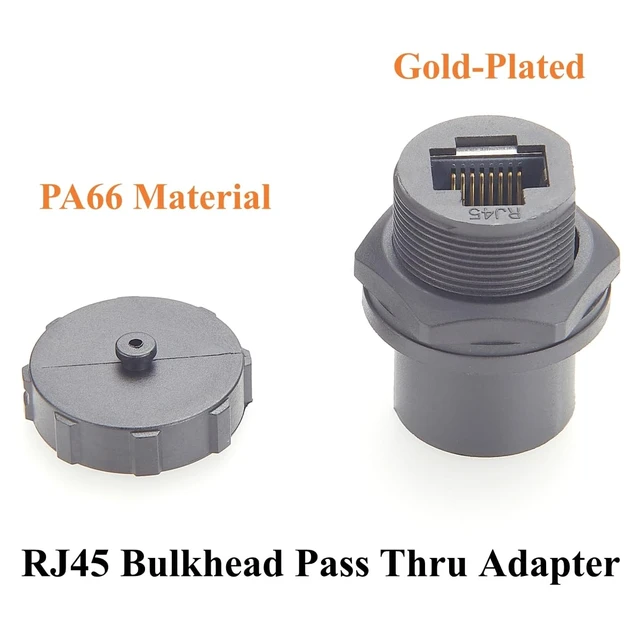 Alt view image 3 of 7 - IP67 Waterproof RJ45 Cat5e Ethernet Coupler Flush Panel Mount Female to Female Bulkhead Pass Through LAN Network Shielded Connector with Dust Cap (Front Lock, 1PCS)