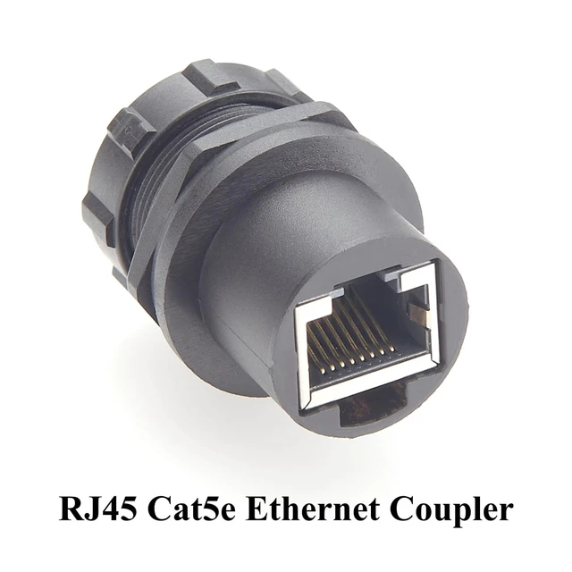 Alt view image 4 of 7 - IP67 Waterproof RJ45 Cat5e Ethernet Coupler Flush Panel Mount Female to Female Bulkhead Pass Through LAN Network Shielded Connector with Dust Cap (Front Lock, 1PCS)