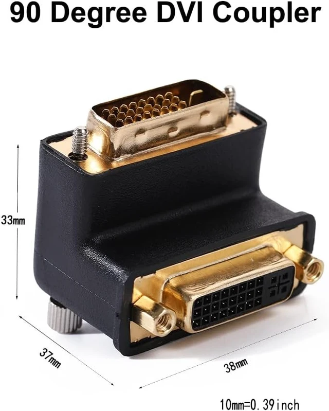 Alt view image 5 of 6 - DTech DVI Adapter 90 Degree DVI-I Female to DVI-D Male Right Angle Connector Converter Installed in Little Space 1080P Digital Video for Computer Monitor PC Older Projector TV