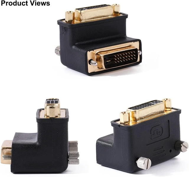 Alt view image 4 of 6 - DTech DVI Adapter 90 Degree DVI-I Female to DVI-D Male Right Angle Connector Converter Installed in Little Space 1080P Digital Video for Computer Monitor PC Older Projector TV