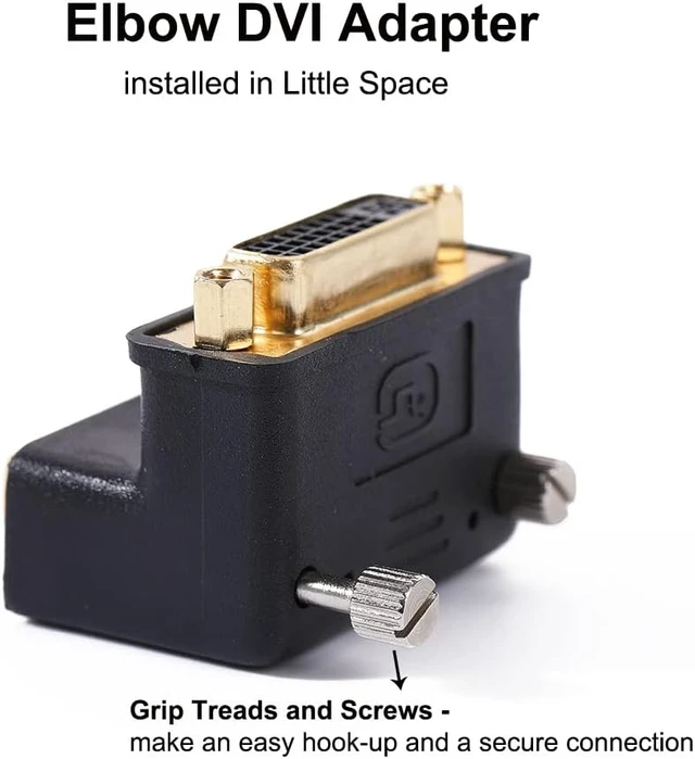 Alt view image 2 of 6 - DTech DVI Adapter 90 Degree DVI-I Female to DVI-D Male Right Angle Connector Converter Installed in Little Space 1080P Digital Video for Computer Monitor PC Older Projector TV