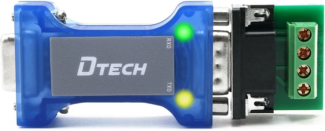 Main image of DTECH Industrial Grade RS232 to RS485 Converter Adapter Optical Isolation Protector with TX RX LED Lights for Long Haul Serial Communication