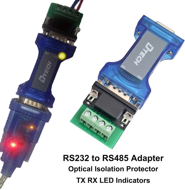 Alt view image 2 of 5 - DTECH Industrial Grade RS232 to RS485 Converter Adapter Optical Isolation Protector with TX RX LED Lights for Long Haul Serial Communication