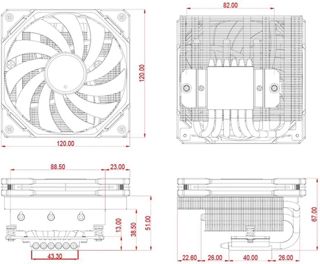 Alt view image 5 of 7 - ID-COOLING IS-67-XT Black 67mm Low Profile CPU Cooler, 6 Heatpipes
120×15mm slim fan, supports Intel LGA1851/1700/1200/115X and AMD AM5/AM4, ideal for HTPC, ITX and SFF builds.