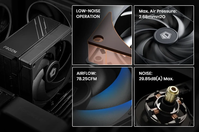 Alt view image 6 of 6 - ID-COOLING FROZN A410 Black CPU Cooler, 220W TDP, 152mm Height
4×6mm heat pipes, 120mm FDB fan, supports Intel LGA1851/1700/1200/115X and AMD AM5/AM4.
Visit the ID-COOLING Store
