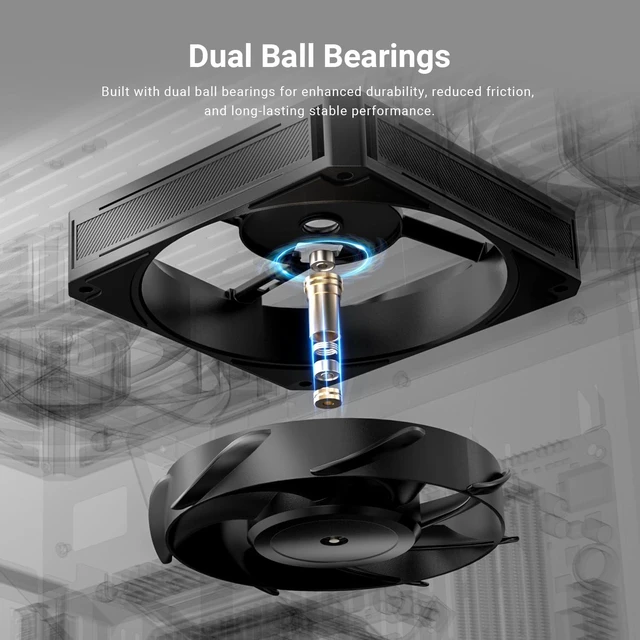 Alt view image 2 of 7 - ID-COOLING AT-120-K 120mm Case Fan, High Static Pressure Fan, 5.04mmHO
Zero RPM Fan Stop, 2 Ball Bearing & Closed-Loop Motor, Tip Ring Blade for High Resistance, Perfect for Radiator & CPU Cooler