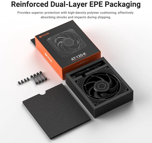 Alt view image 7 of 7 - ID-COOLING AT-120-K 120mm Case Fan, High Static Pressure Fan, 5.04mmHO
Zero RPM Fan Stop, 2 Ball Bearing & Closed-Loop Motor, Tip Ring Blade for High Resistance, Perfect for Radiator & CPU Cooler