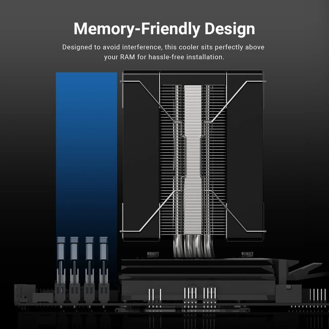 Alt view image 4 of 7 - ID-COOLING SE-214-XT V2 Plus CPU Air Cooler, Full Memory Clearance, 220W
Intel LGA1851/1700/1200/115X & AMD AM5/AM4, Universal Mount, Full Memory Clearance, 4 Heat Pipes, Low Noise 27.2dB(A)