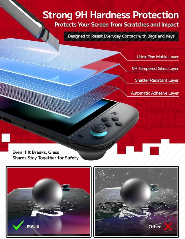 Alt view image 5 of 7 - JSAUX 2-Pack Anti Glare Screen Protector for Nintendo Switch 2
with Guide Frame, Easy to Install, Matte Finish, Full-Screen Coverage, 9H Glass, Anti-Fingerprint, Scratch Resistant High Definition
