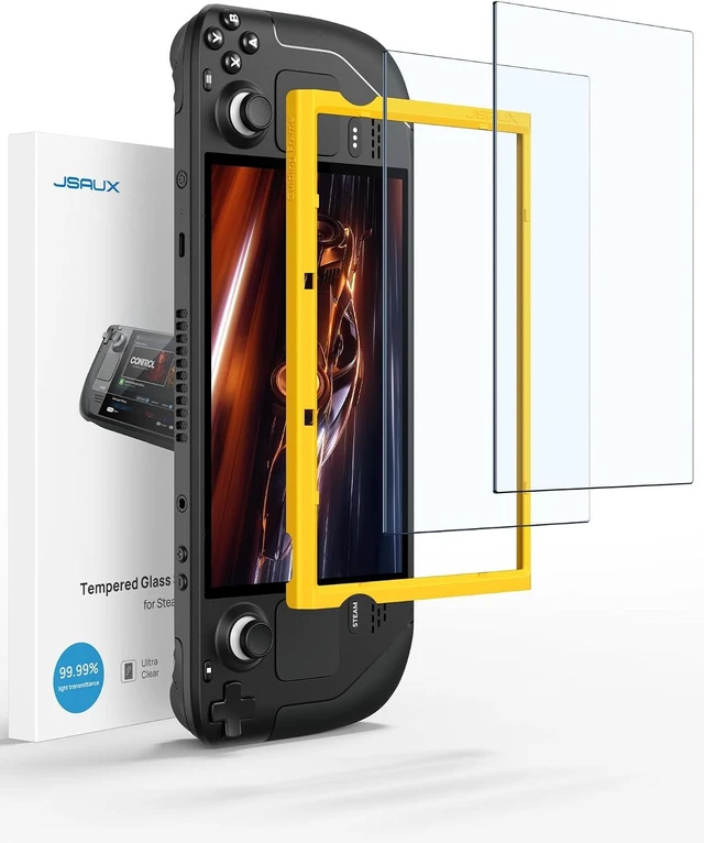Main image of JSAUX 2-Pack Ultra HD Screen Protector for Steam Deck OLED/LCD
with Guide Frame, Easy to Install, 99.99% Clarity, Full-Screen Coverage, 9H Glass, Anti-Fingerprint, Scratch Resistant
