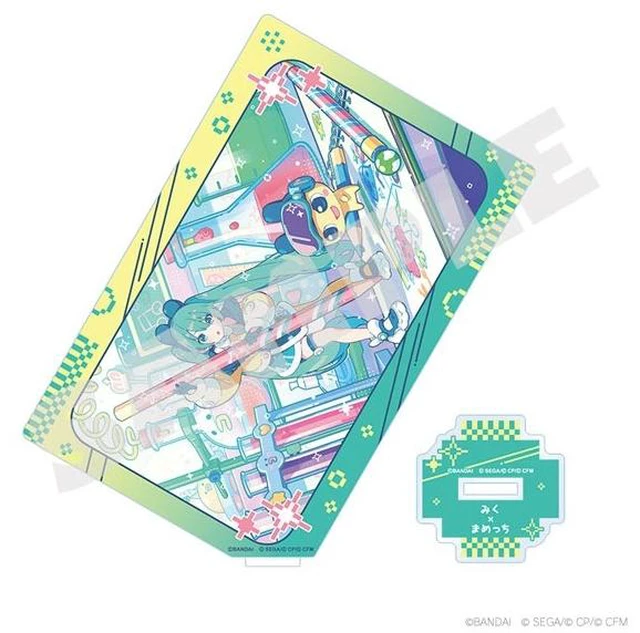 Main image of Japan Hatsune Miku x Mametchi 2 Card Acrylic Stand: Colorful Stage x Tamagotchi