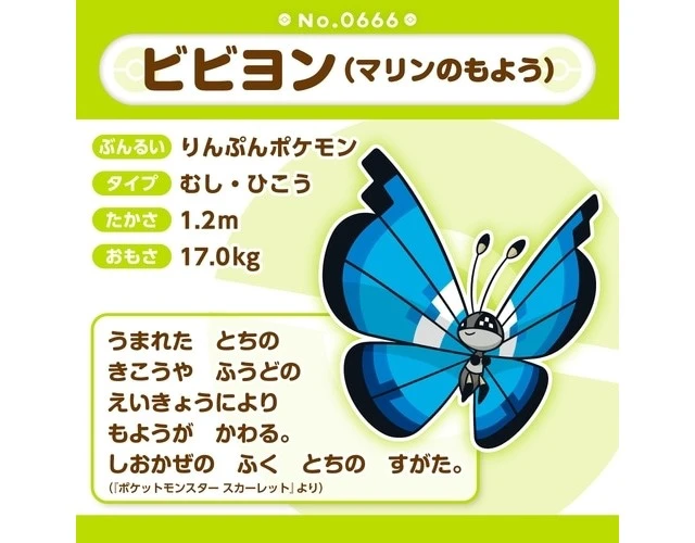 Alt view image 5 of 5 - Japan Pokémon fit Vivillon (Marine Pattern)