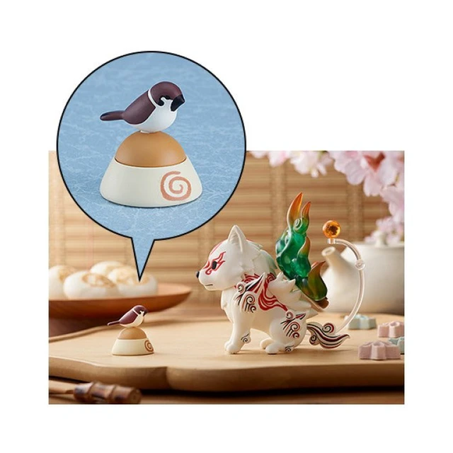 Alt view image 6 of 6 - Nendoroid Shiranui (First Edition) w/ Sparrow & Food Bowl - Okami
