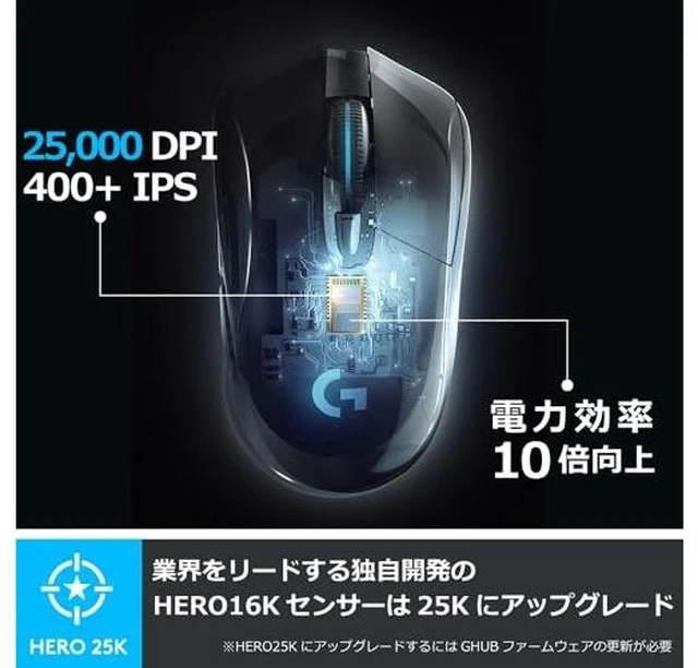Alt view image 2 of 3 - Japan Logicool G703h Wireless Gaming Mouse FF14 Black - 1 pc
