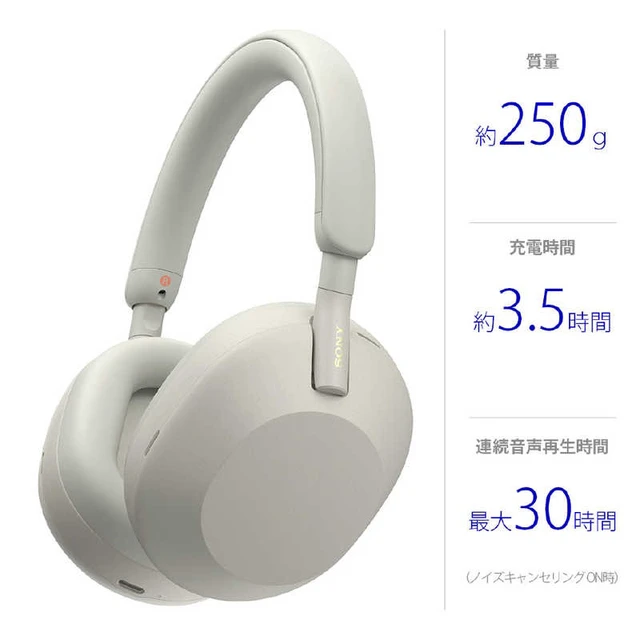 Alt view image 2 of 7 - Japan Sony WH-1000XM5 Wireless Noise Canceling Headphones Platinum Silver