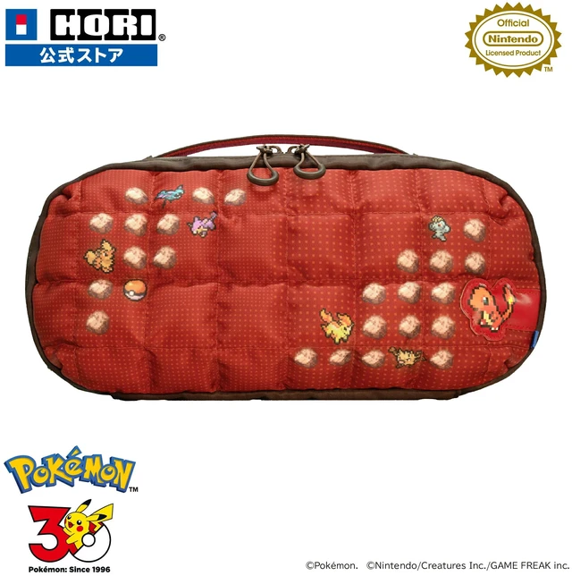Main image of Japan HORI Nintendo Switch 2 Quilting Medium Pouch Pixel Red Pokemon