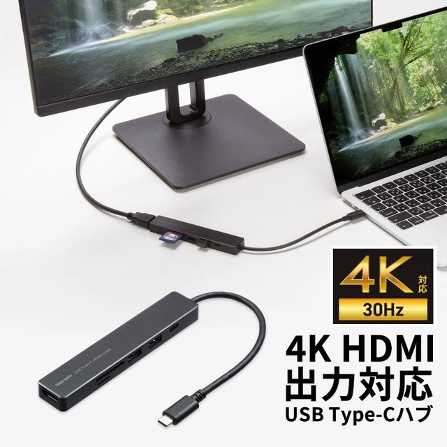 Main image of Japan USB-C Hub 6-in-1 HDMI 4K30Hz USB 5Gbps Card Reader