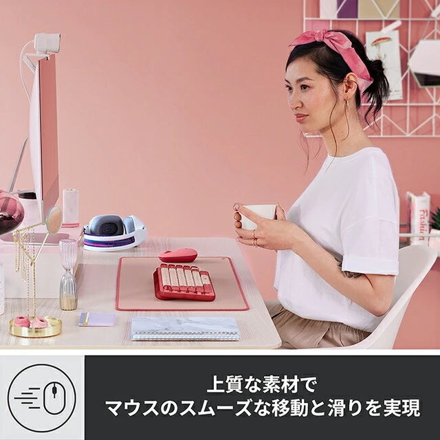 Alt view image 3 of 7 - Japan Logicool Desk Mat MP20 Water-Repellent Large Rose