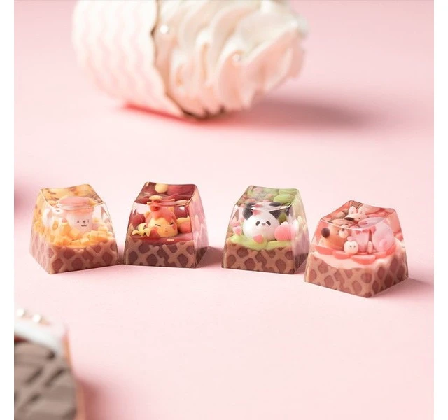 Alt view image 7 of 7 - Japan KEYMOJI Red Animal Ice Cream Artisan Keycap Chocolate