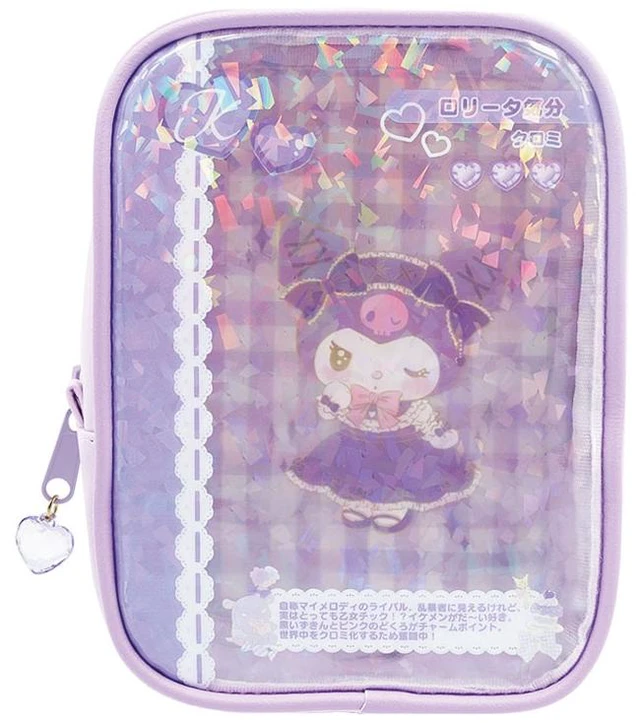 Main image of Kuromi Glitter Card-Style Window Pouch Sanrio Characters