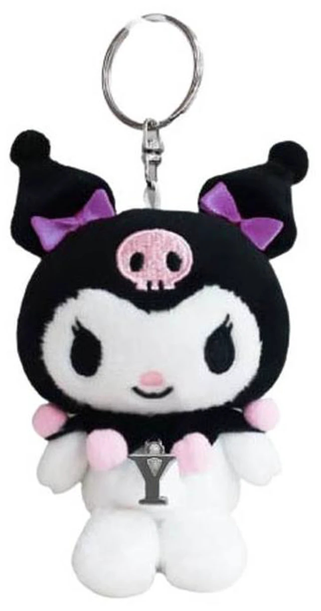 Main image of Kuromi Initial Mascot Twin-Tail Y Plush Keychain