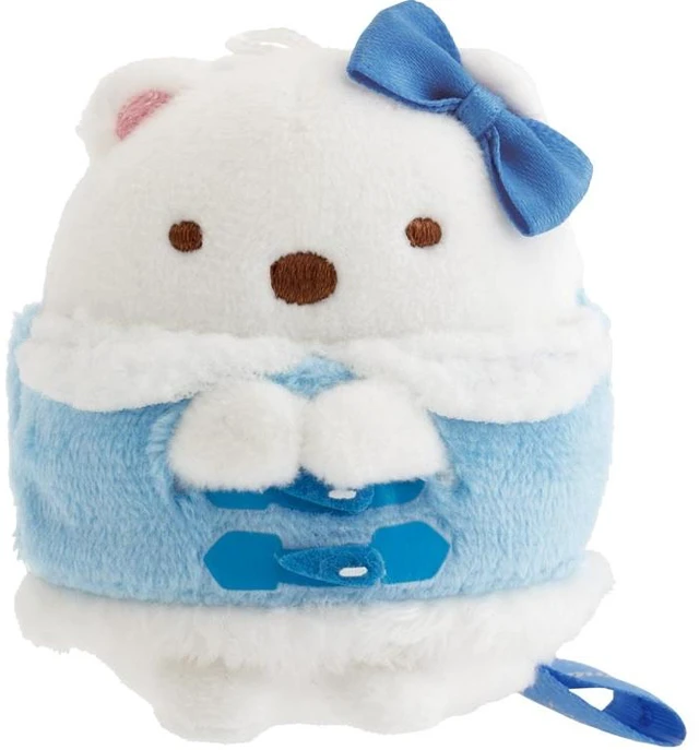 Main image of Japan Sumikkogurashi Tenori Plush Shirokuma Christmas Blue Ribbon