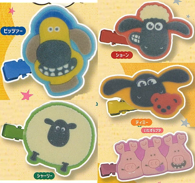 Alt view image 2 of 2 - Japan Shaun the Sheep Flocked Bangs Clip Complete 5-Set
