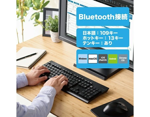 Alt view image 2 of 5 - Japan ELECOM TK-WS03BMKBK Wireless Bluetooth Washable Keyboard Black