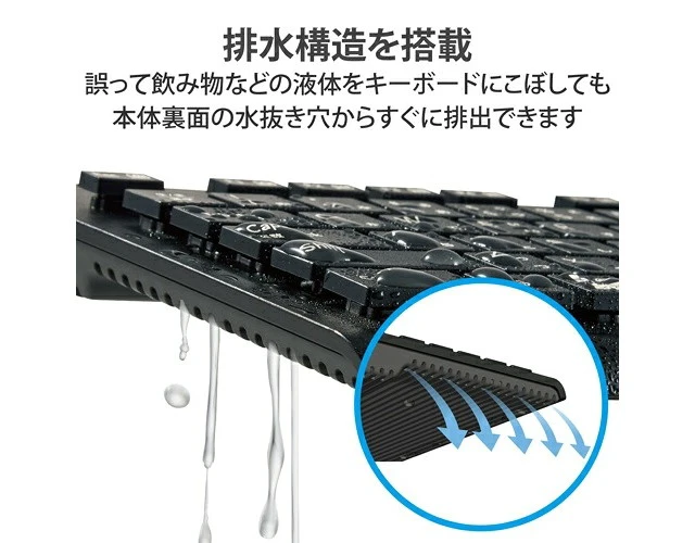 Alt view image 4 of 5 - Japan ELECOM TK-WS03BMKBK Wireless Bluetooth Washable Keyboard Black