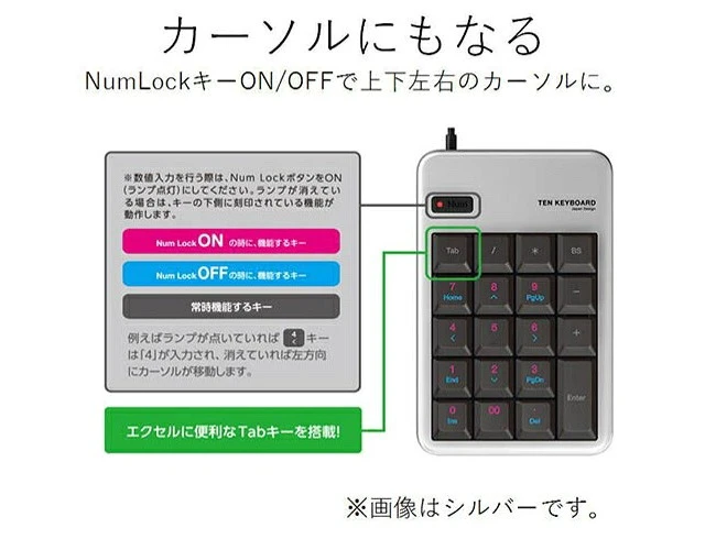 Alt view image 3 of 4 - Japan ELECOM USB Numeric Keypad TK-TCM011BK Black