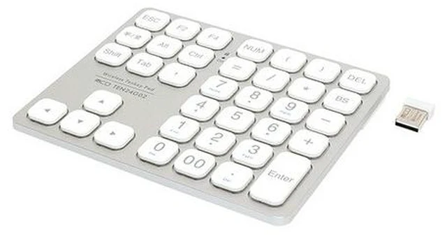 Main image of Japan Miyoshi TEN24G02-SL Silver Wireless Numeric Keypad 2.4GHz