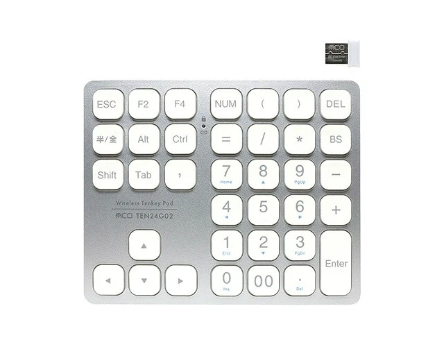 Alt view image 2 of 5 - Japan Miyoshi TEN24G02-SL Silver Wireless Numeric Keypad 2.4GHz
