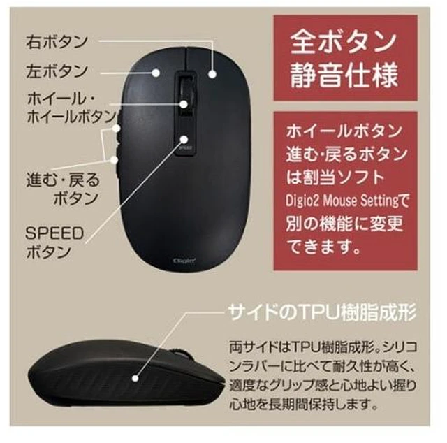 Alt view image 4 of 4 - Japan Nakabayashi MUS-RKF218W White Wireless Silent 5-Button BlueLED Mouse