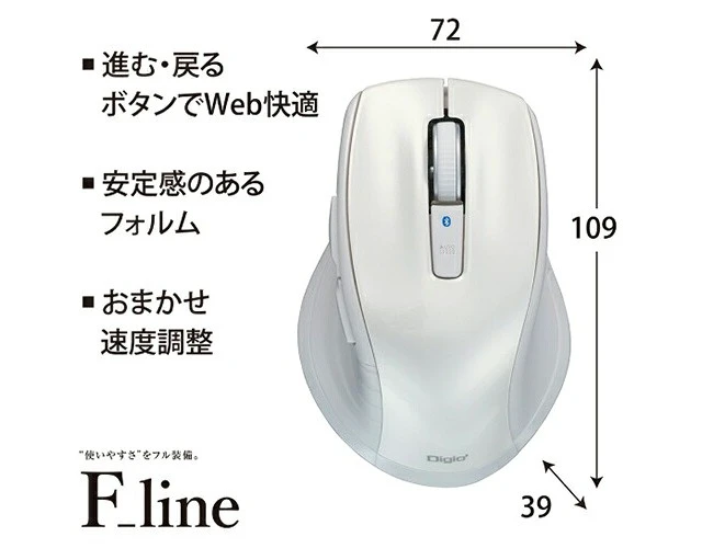 Alt view image 3 of 4 - Japan Nakabayashi MUS-BKF228W White F_line Bluetooth Silent 5-Button Mouse