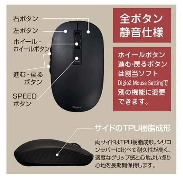 Alt view image 4 of 4 - Japan Nakabayashi MUS-BKF219P Pink Bluetooth Silent 5-Button BlueLED Mouse