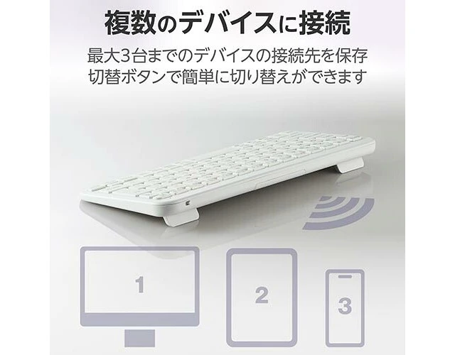 Alt view image 5 of 5 - Japan ELECOM Bluetooth Ultra-Slim Mini Keyboard Slint White