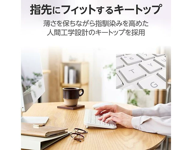 Alt view image 3 of 5 - Japan ELECOM Bluetooth Ultra-Slim Mini Keyboard Slint White