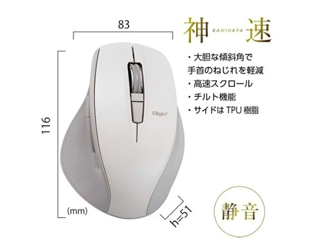 Alt view image 4 of 4 - Japan Nakabayashi Shinsoku Bluetooth Silent 5-Button BlueLED Mouse