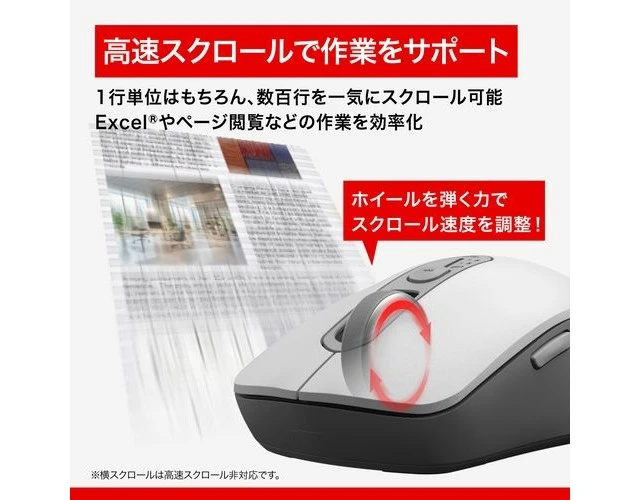 Alt view image 3 of 7 - Japan BUFFALO BSMBB700WH White Bluetooth Wireless 2.4GHz Mouse with High-Speed S