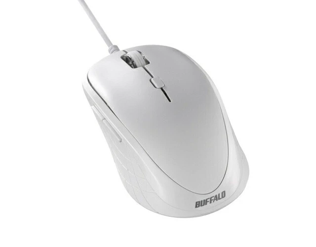 Alt view image 2 of 2 - Japan Buffalo BSMBU310WH White BlueLED Wired Mouse 5-Button