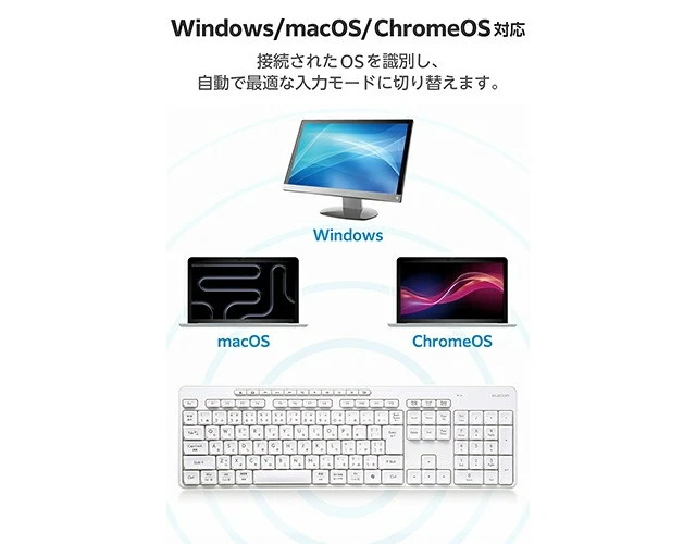 Alt view image 5 of 7 - Japan ELECOM TK-QT11FDMWH White Wireless Keyboard Silent Tenkeypad