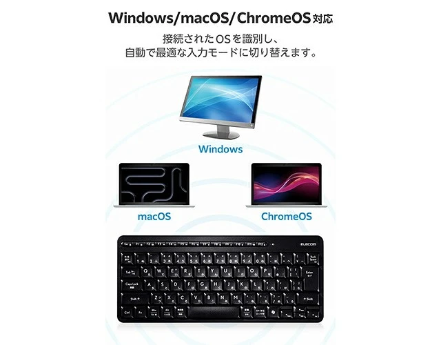 Alt view image 5 of 7 - Japan ELECOM TK-QT11MDMBK Black Wireless Keyboard Silent Tenkeyless
