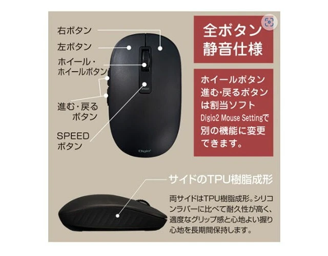 Alt view image 4 of 4 - Japan Nakabayashi MUS-RKF218NB Wireless Silent 5-Button BlueLED Mouse Navy