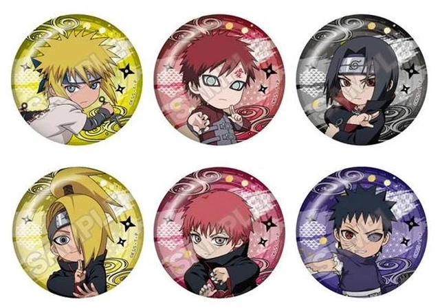 Main image of GRANUP Naruto Shippuden Battle Vol. 2 Can Badge Box of 6 US Import Fees Included