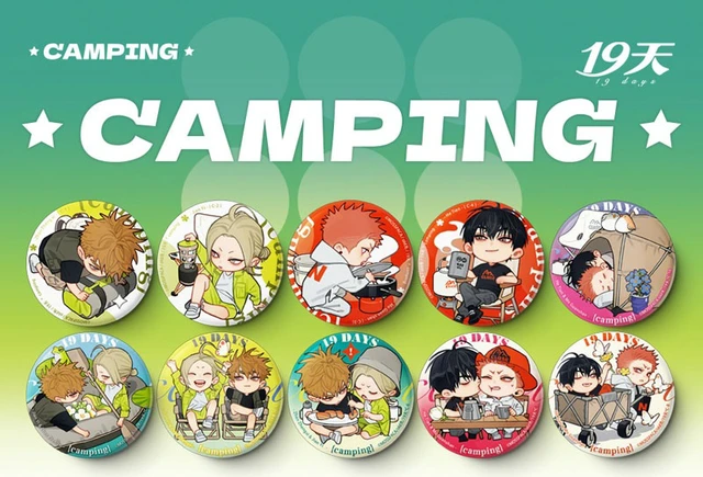 Alt view image 2 of 3 - 19days old CAMPING Can Badge Box of 10 US Import Fees Included