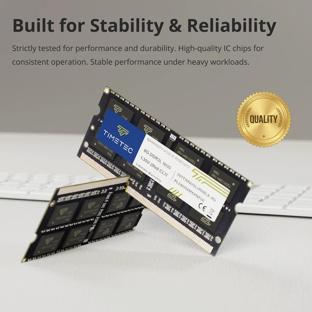 Alt view image 5 of 7 - Timetec 8GB DDR3L / DDR3 1600MHz (DDR3L-1600) PC3L-12800 / PC3-12800(PC3L-12800S) Non-ECC Unbuffered 1.35V/1.5V CL11 2Rx8 204 Pin SODIMM Laptop Notebook PC Computer Memory RAM Module Upgrade Black PCB