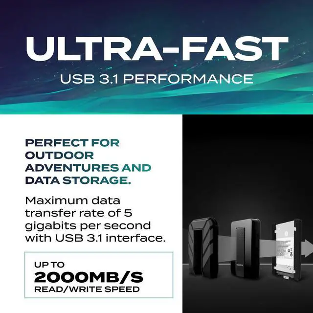 Alt view image 4 of 7 - HD710 Pro - 1 TB External Hard Drive - Shockproof, Waterproof & Dustproof - Durable Storage - For Gamers, Students & Professionals - Mac, PC & Linux Compatible - Black - AHD710P-1TU31-CBK